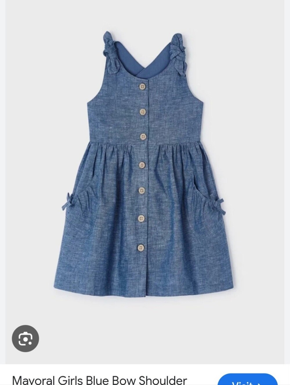 Mayoral denim blue shoulder dress size 7yr